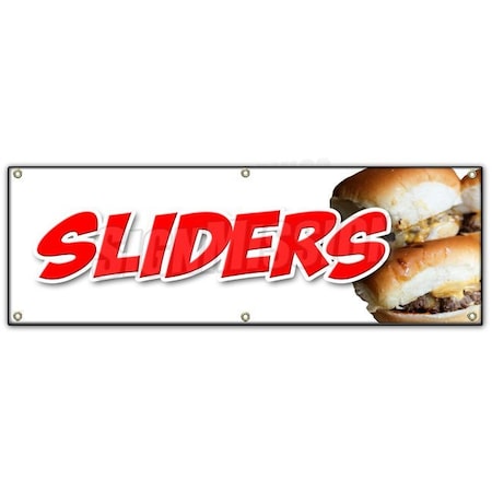 Signmission SLIDERSMINI BURGERS BANNER SIGN charcoal grilled beef cheeseburger eat B-72 Sliders Mini Burger